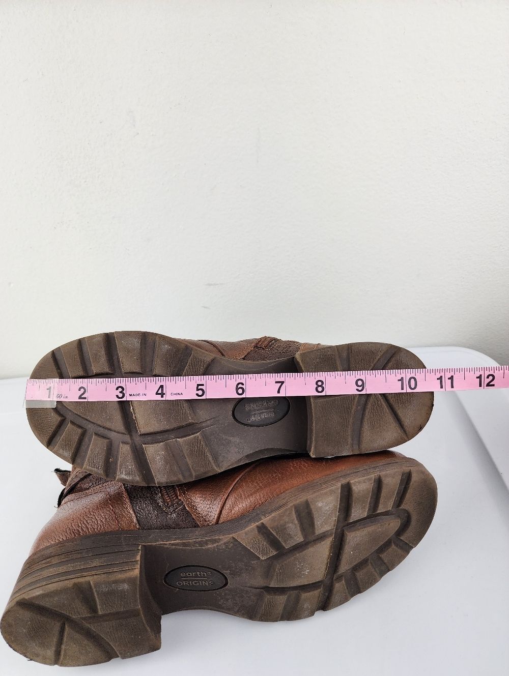 Earth Origins Chestnut Brown Leather Ankle Booties Zippered with Buckle Size 9 - Picture 9 of 13